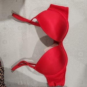 Bright red push up bra